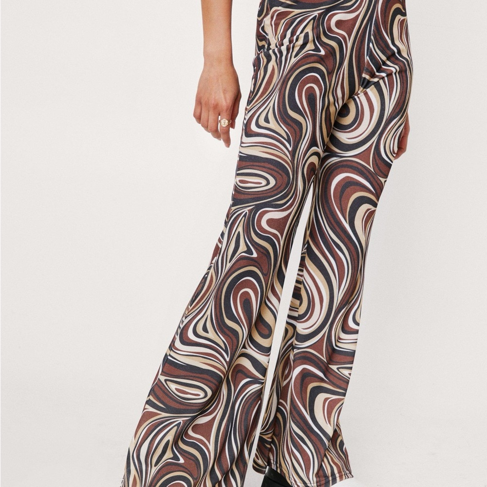 Swirl Pattern Wide-Leg Pants